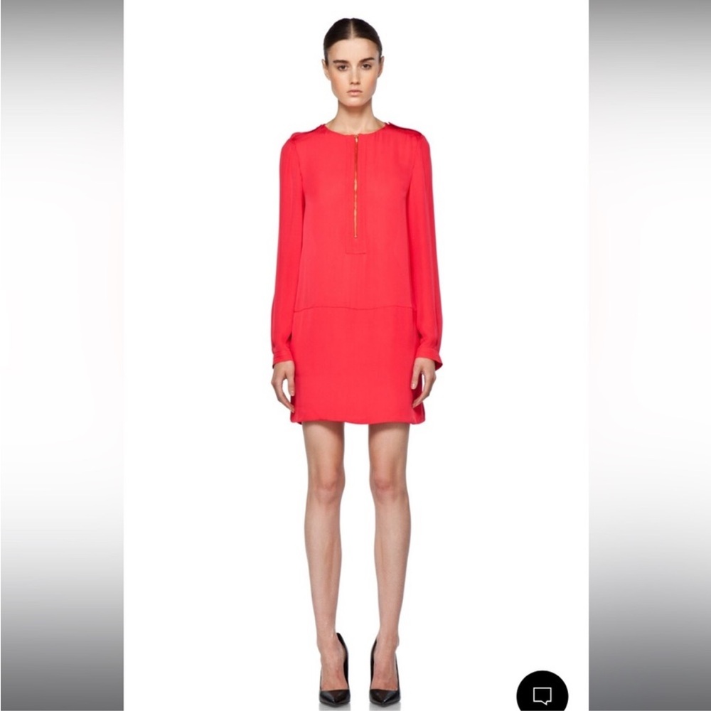 A.L.C. SASHA Dress Coral Red Silk Mini Dress Small